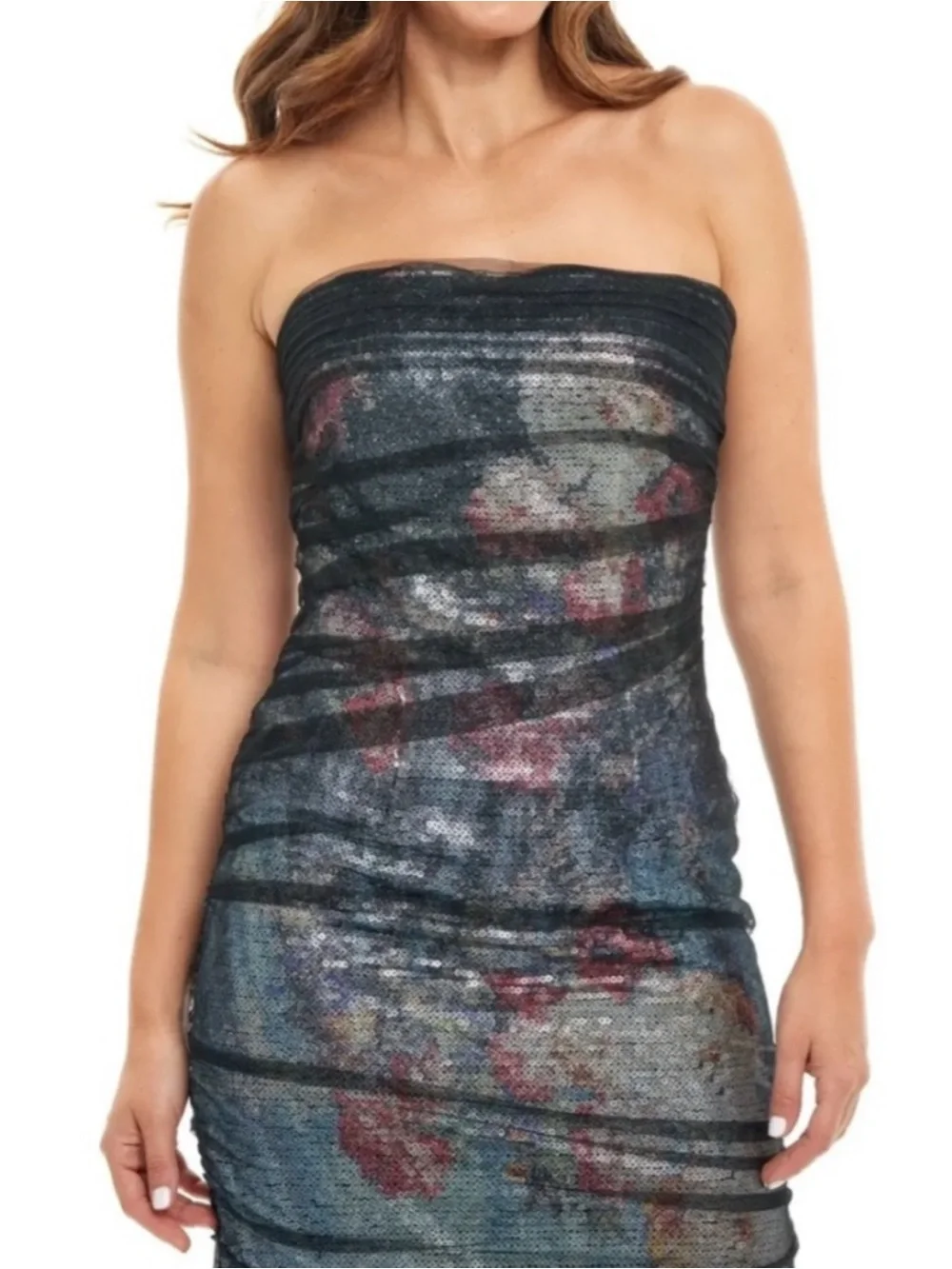 Rene Ruiz Strapless Floral Tulle Dress Size 18